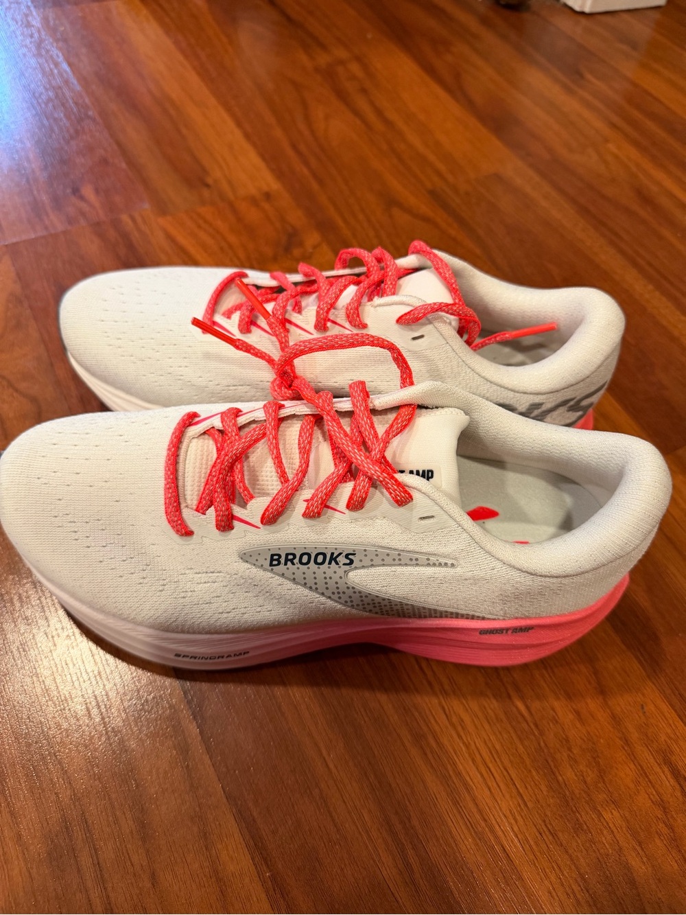 Brooks Women's White Running Shoes with Coral Accents